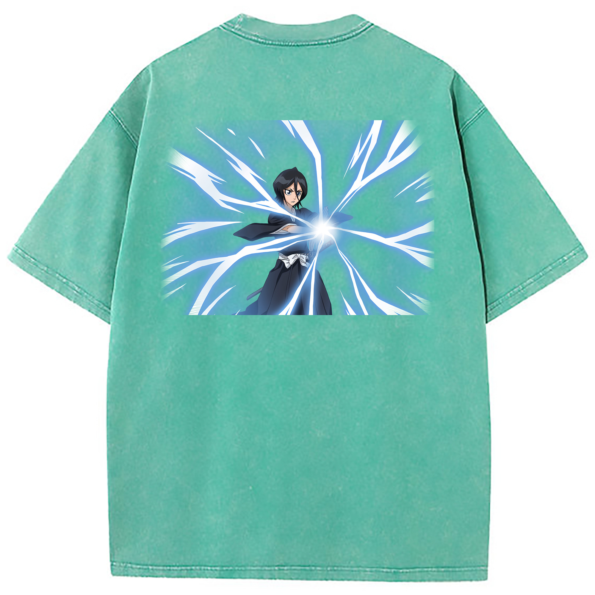 （画像用） ブリーチ 朽木ルキア BLEACH Kuchiki Rukia 綿100% ヴィンテージ風 半袖Tシャツ（背面プリント）